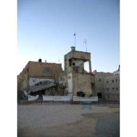 La sede distrutta della Muqata’a a Ramallah, roccaforte, fino alla sua morte, di Yasser Arafat (2005)